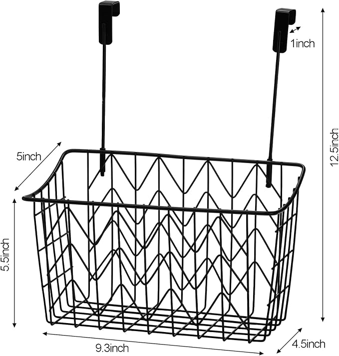 AVLA 2 Pack Over The Cabinet Door Organizer, Grid Storage Baskets with Hooks, Metal Wall Hanging Basket Holder Rack, Wire Kitchen Sink Organization Bin for Bathroom Shampoo, Body Wash - Image 2