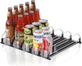 Drink Organizer for Fridge,12oz 16oz 20oz - Soda Can Dispenser for Refrigerator,Width Adjustable,Automatic Pusher Glide (Black, 15" D 5ROW, Holds 25 Cans) by LOVEFORBETTERLIFE
