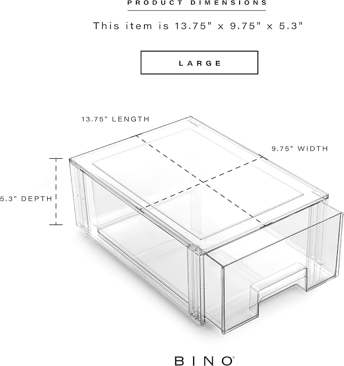 BINO | Stackable Storage Drawers, Large - Clear | THE CRATE COLLECTION | Storage Bins With Drawers | Bathroom Organizers | Under Sink Organizer | Vanity Cabinet Home Organization (Pack of 2) - Image 3