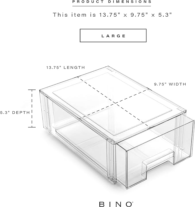 BINO | Stackable Storage Drawers, Large - Clear | THE CRATE COLLECTION | Storage Bins With Drawers | Bathroom Organizers | Under Sink Organizer | Vanity Cabinet Home Organization - Image 3