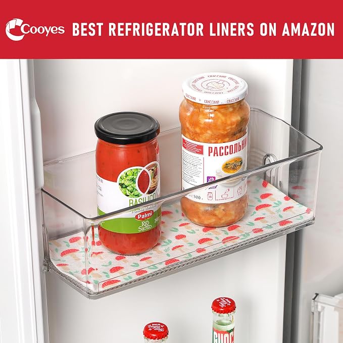 Cooyes 6 Pack Cloth Shelf Liners for Kitchen Cabinets, 17.7" × 24", Non-Slip Refrigerator Liners Machine Washable, Freezer Drawer Mats for Glass Shelves and Kitchen Cabinets, (Red Mushroom) - Image 9