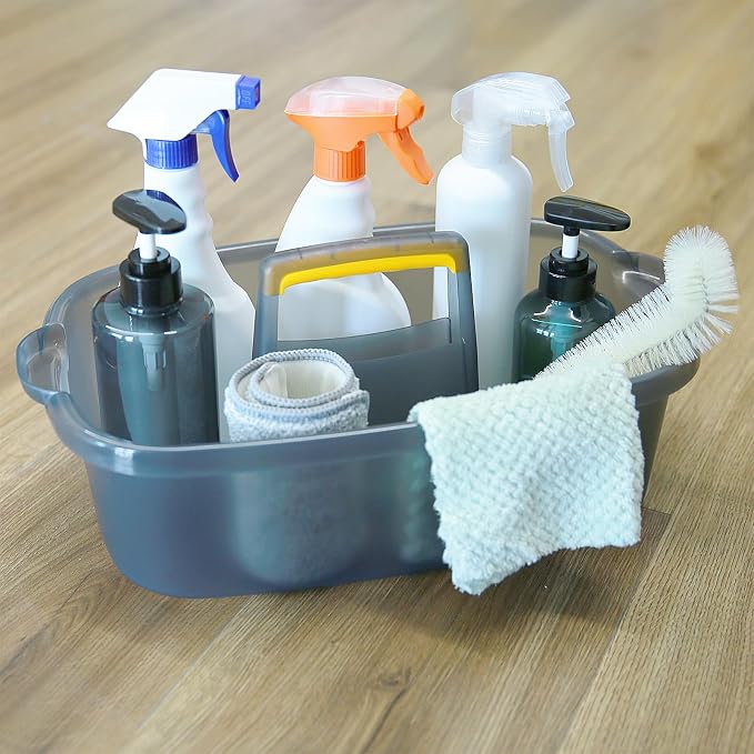 Goderewild Multi-Purpose Cleaning Caddy with Handle, Shower Caddy Organizer/Storage Basket/Totes Portable for Bathroom Supplies, Cleaning Products, Under Sink Tool (Translucent Gray, 1 Pack) - Image 6