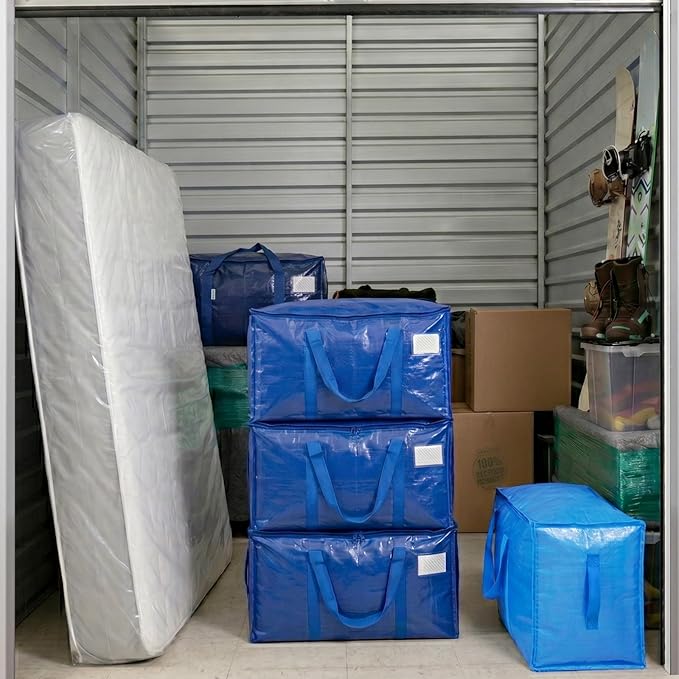 TICONN 16 Pack Extra Large Moving Bags Heavy Duty with Zippers & Carrying Handles, Durable Storage Bags Moving Boxes for Closet Organizers and Storage (16 Pack, Blue) - Image 5