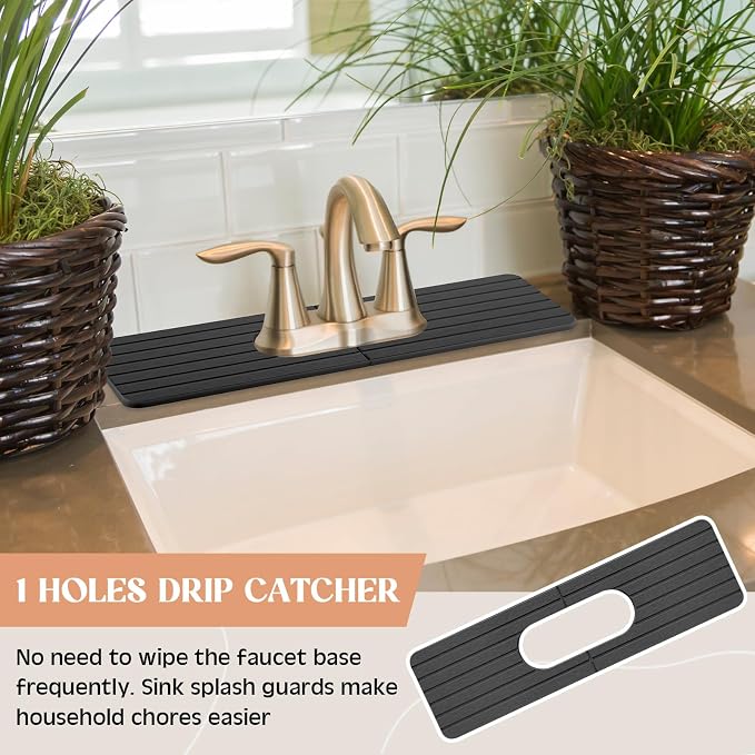 Teenyyou an Oval Hole Gray Faucet Mat Kitchen Sink 17.32" x 4.6" | Bathroom Faucet Absorbent Mat,Diatomite Splash Guard,Quick Drying Drip Catcher,Hole 6.22 " x 2.28" - Image 6