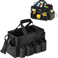 Grekos Wearable Cleaning Caddy Bag, Cleaning Caddy Suppliers Organizer with 4 Foldable Dividers, Handle & Shoulder Straps Cleaning Tool Organizers for Cleaners & Housekeeper (Black) by Grekos