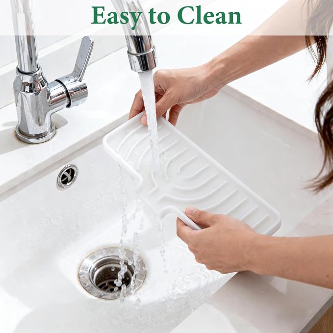 GUUKIN Sponge Holder for Kitchen Sink, 10x4 inch Silicone Dish Drying Mat, Compatible with Scrub Daddy, Kitchen Sink Accessories, Suitable for Kitchens & Bathrooms (White) - Image 4