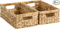 StorageWorks Wicker Storage Baskets for Shelves, Decorative Baskets, 2-Pack | Water Hyacinth Rectangle Wicker Baskets for Organizing, Bathroom Basket Organizer,Pantry Organizers and Storage,Woven Baskets by StorageWorks