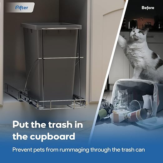 Pull Out Trash Can Under Cabinet & Under Sink, Heavy Duty Slider Organizer | Adjustable Cabinet Garbage Can Rack, Fits 30-40Qt Bins, Requires 13"W x 18"D Cabinet Opening, Chrome Finish, Can Not Included - Image 6