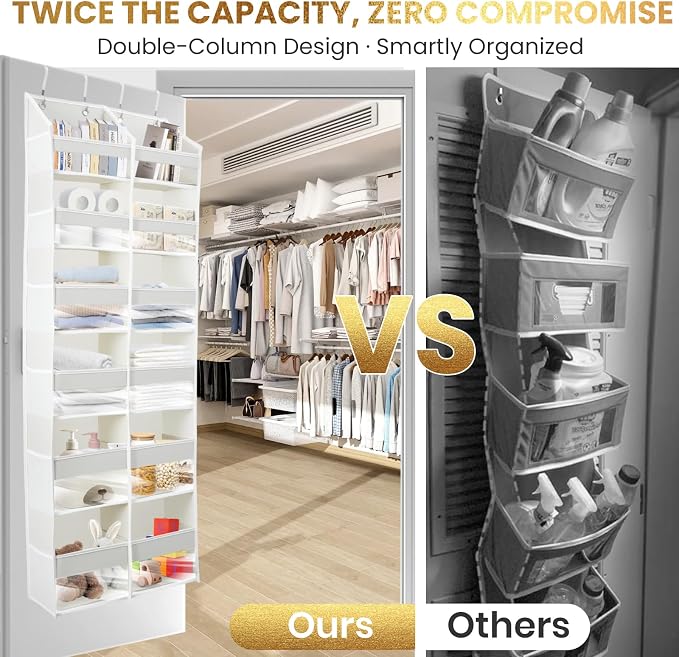 Over the Door Organizer, 6-Tier XL, 100D Fabric, Baby Blue | Extra wide over the door organizer, 65 lb capacity, 12 side mesh pockets, heavy-duty 100D fabric, bedroom & nursery storage - Image 5