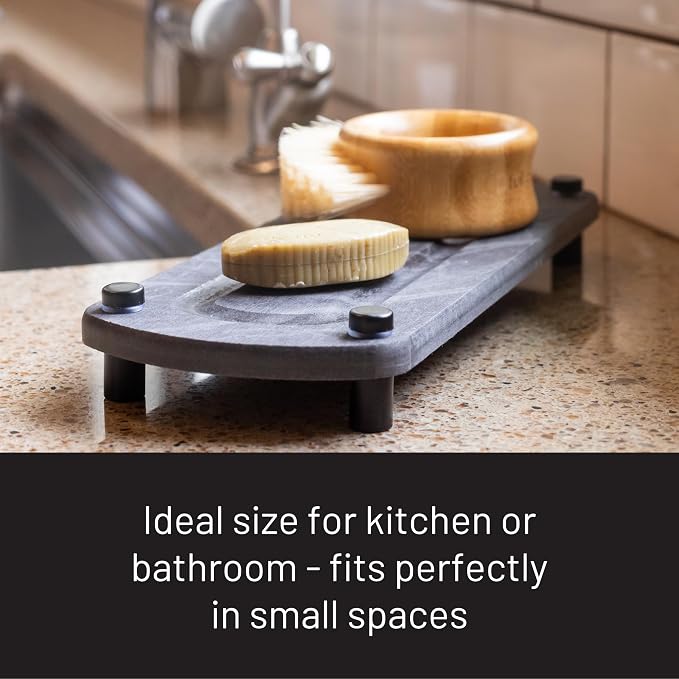 Premium Sink Caddy – Water-Absorbing Diatomaceous Earth Tray for Sink, Elevated Stainless Steel Feet, Non-Toxic, Fast-Drying, Kitchen or Bathroom - Image 9