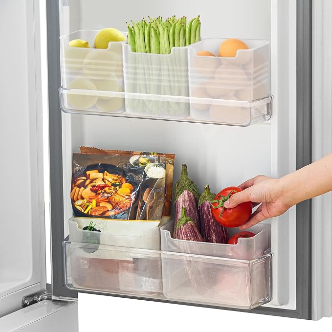 Refrigerator Organizer Box, Fridge Side Door Storage Containers Plastic Translucent Set of 5 (2M+3S) by Poeland