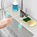 17.7inch Faucet Mat for Kitchen Sink [5°Slope Fast Self-draining] Faucet Mat Kitchen Sink Splash Guard Silicone Sink Splash Guard Kitchen Sink Area Tidy Splash Faucet Guard Draining Mat-Beige by Snoquir