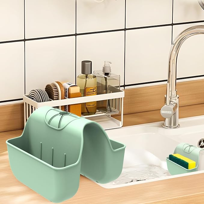 Hanging Silicone Sponge Holder for Kitchen Sink, Green by OKeanu