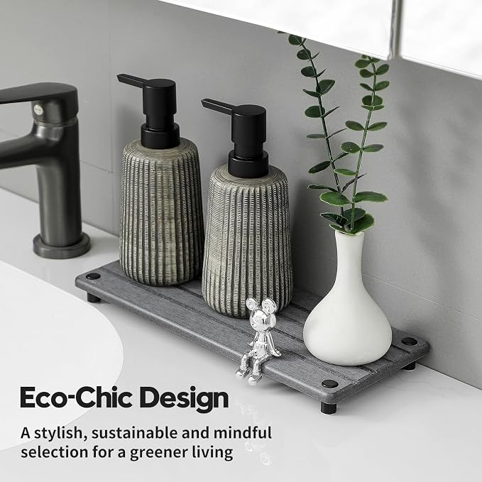 Instant Dry Sink Caddy Kitchen Sink Organizer, Quick Drying Stone Tray Diatomite Sponge Holder Soap Dish, Bathroom Countertop Fast Dry Water Absorbing Vanity Rack, Dark Gray,12" x 5" - Image 5