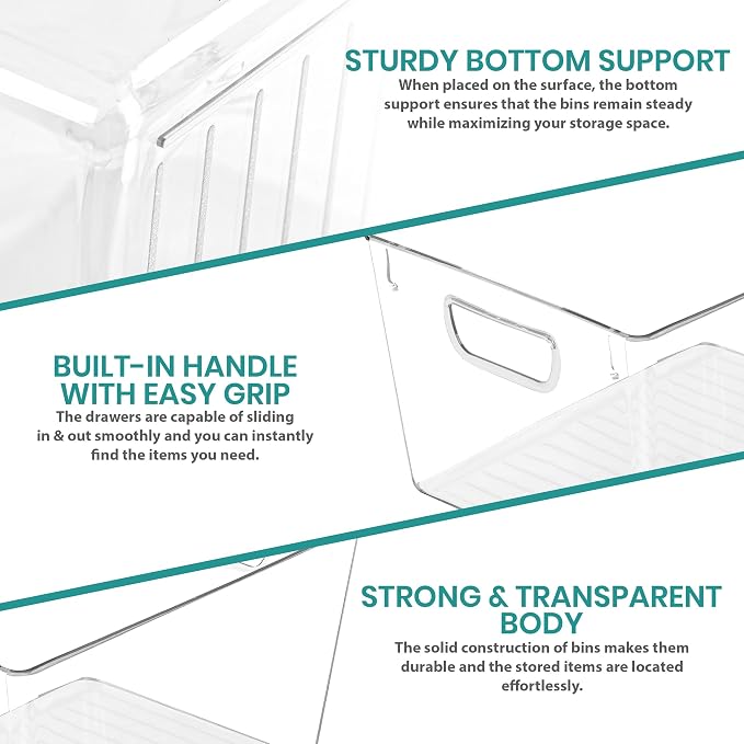 Utopia Kitchen Clear Organizer or Storage Bins - 4 Pack Pantry Organizers and Storage Bins - Extra Large Clear Storage Containers for Organizing Fridge, Kitchen Organization - Image 3