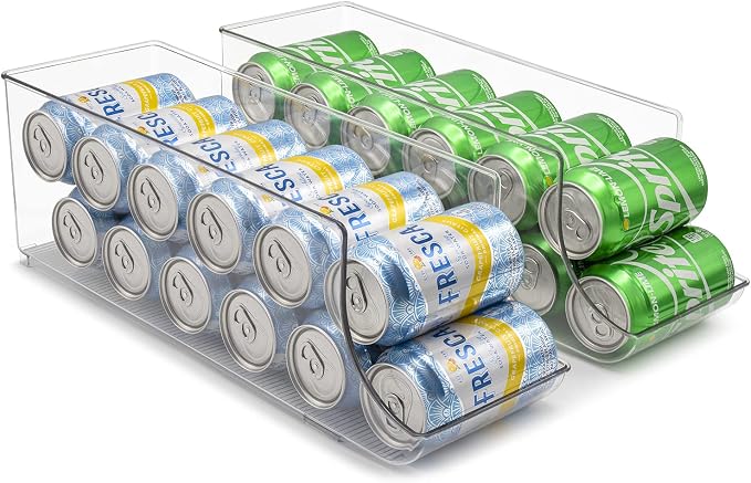 Sorbus Can Dispenser for Refrigerator - 12 Can Fridge organizer Rotation System Rack - Clear Soda Can Organizer for Refrigerator, Freezer & Pantry - Great for Kitchen Organization & Storage (2-Pack) - Image 8