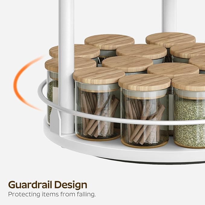 Lazy Susan Organizer, Rotating Spice Rack, 3 Tier Spice Turntable Organizer, Industrial Turntable Spice Holder, for Kitchen Countertop and Cabinet, Compact and Versatile, White SR23WW - Image 4