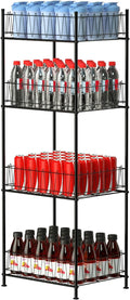 ETELI Water Bottle Organizer 4 Tier FreeStanding Water Bottle Holder Storage Rack Floor Metal Drink Soda Can Organizer for Pantry Kitchen Food Storage, Black by ETELI