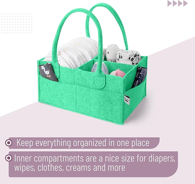 Mr. Pen- Baby Diaper Caddy Organizer, Green | Nursery Storage Bin and Car Organizer for Diapers and Baby Wipes - Image 4