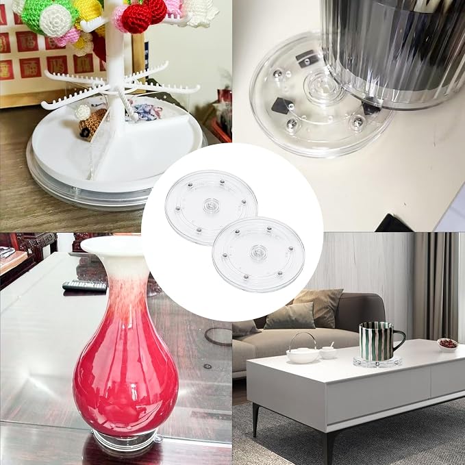 2PCS 6 inch Clear Small Lazy Susan Turntable Mini Lazy Susan Acrylic Ball Bearing Rotating Tray for Spice Rack Table Cake Kitchen Pantry - Image 5