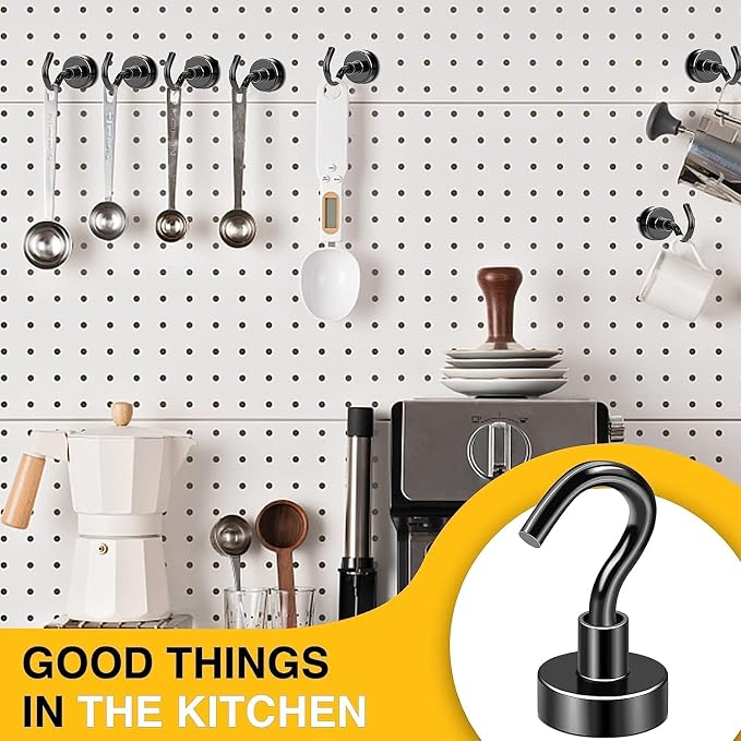 DIYMAG Magnetic Hooks 100pcs 30lbs Cruise Essentials 2026 Magnet Hook Black | Neodymium Heavy Duty Strong Magnets Hanging Ship Cabins Refrigerator Fridge Classroom Beach Vacation Kitchen Grills Home Tool - Image 6