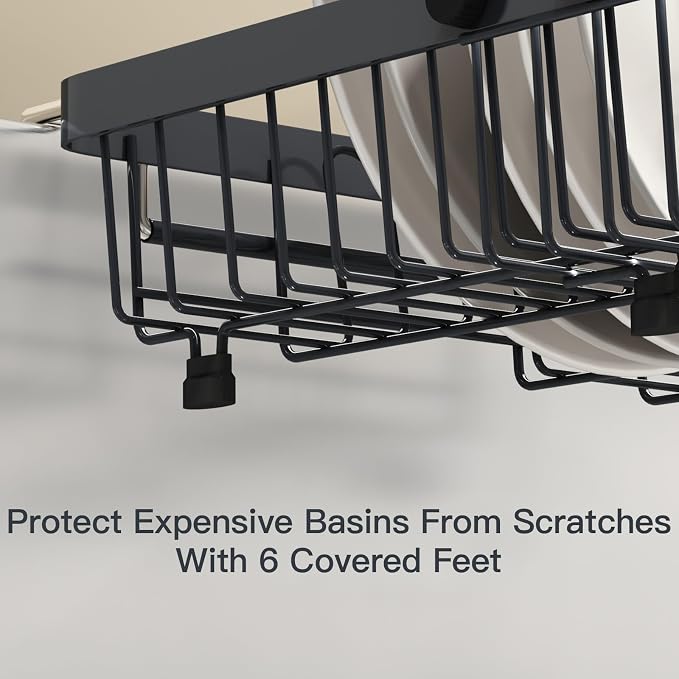 Grey Dish Drying Rack Over The Sink with Utensil Holder | Expandable Stainless Steel Dish Drainer for Small Kitchen, Apartment, RV, Counter Space Saving, Perfect Fit, Rustproof - Image 7
