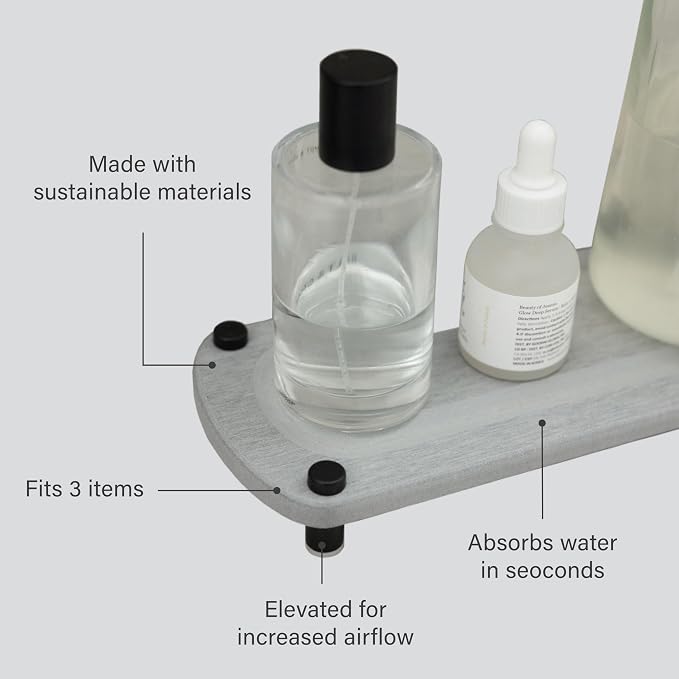 Dorai Home Stone Kitchen Sink Caddy - Diatomaceous Earth Sink Tray with Stainless Steel Feet, Water-Absorbing Countertop Organizer for Kitchen or Bathroom - Ash - Image 3