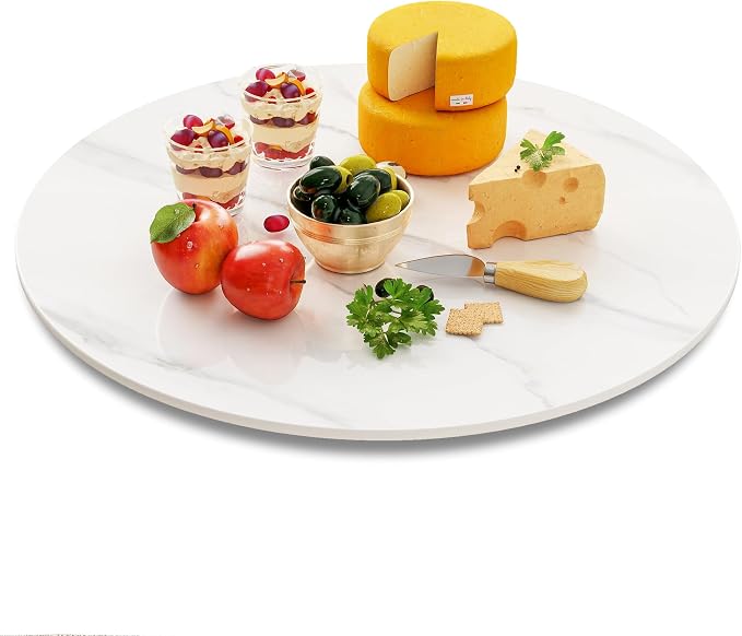 11.8" Lazy Susan Turntable – 360° Sinteredstone Silent Anti-Slip Turntable, Table Top Centerpiece for Kitchen, Pantry, Spice Rack, Refrigerator & Dining Table, White by ZLZELing