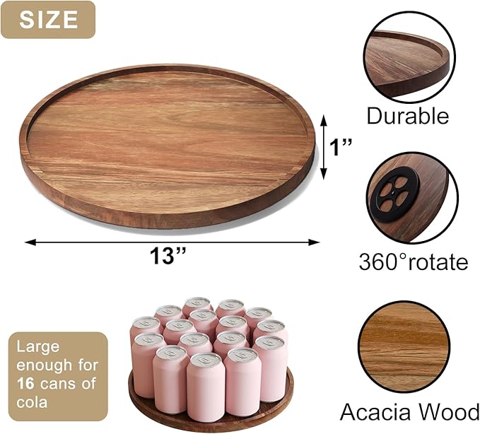 VERTORGAN Lazy Susan Bamboo Organizer for Kitchen,Cabinet(Large) | 360 Rotating Turntable,Spice Rack,Serving Tray,Pantry Vanity Organizer,Countertop Space-Saver - Image 6