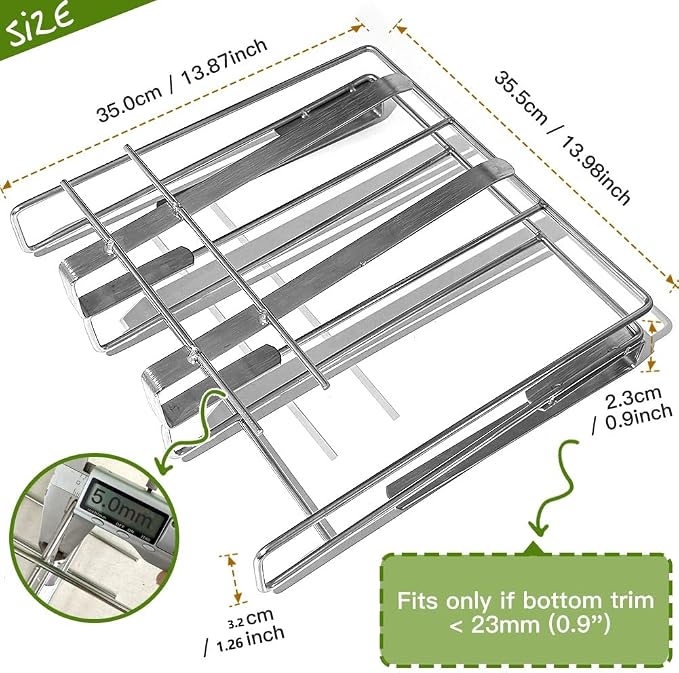 Under Cabinet Cutting Board Organizer, Stainless Steel 2 in1 Pot Lid & Chopping Board Rack, Cutting Board Storage, Kitchen Pot Lid Holder, Under Cabinet Shelf for Home Kitchen Utensils, Paper Towel - Image 6