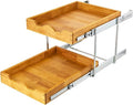 DINDON 2 Tier Pull Out Cabinet Organizer (14" W x 21" D) Double Tier Slide Out Wood Drawer Under Cabinet Storage And Organization by DINDON