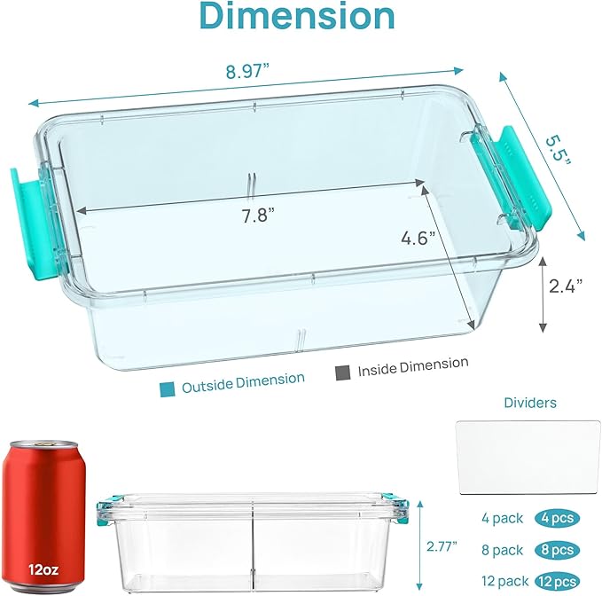 Vtopmart 4 Pack 1.5Qt Clear Pencil Box, Plastic Pencil Holder with Removable Divider for Pen Organizer, Small Stackable Containers with Lid for Pen, Art Craft, Sticker, Scrapbook & Office Supplies - Image 2