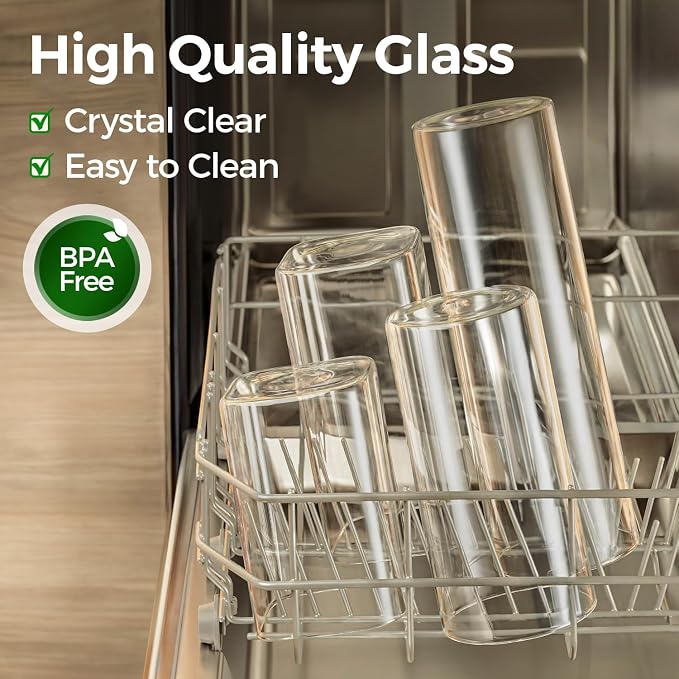 ComSaf 1.2 QT Glass Storage Containers with Lids, Glass Jars with Lids, Clear Food Jar, Square Canister Set of 6, Pantry Organizers and Storage for Cookie Flour Oat Pasta Tea Coffee Bean (Pack of 2) - Image 4