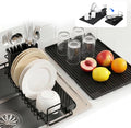 Expandable & Collapsible Dish Drying Rack for Over The Sink and in Sink, Stainless Steel with Silicone Drip Tray, Space Saving Adjustable Dish Rack for Small Kitchen, Apartment & RV by Unknown
