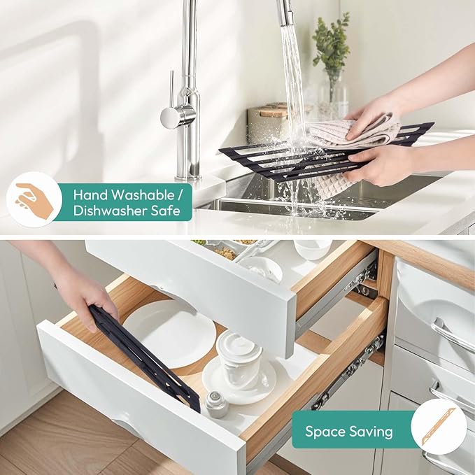 Small Foldable Triangle Roll Up Dish Drying Rack for Sink Corner, Black | Collapsible Stainless Steel with Silicone Coated Over Sink Rack, Space Saving Kitchen Sink Caddy Organizer for RV & Camper - Image 5