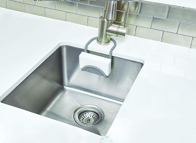 Umbra Sling Flexible Sink Caddy, Elastic Non-Slip Sponge Holder, Dark Grey - Image 2