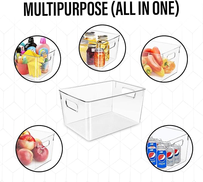 Clear Plastic Storage Bins, Pantry Organizers and Storage, Kitchen Organization and Storage Containers Bins for Organizing, Fridge, Freezer, Bathroom, Pantries, Medicine Cabinet Organizer Bin - Image 5