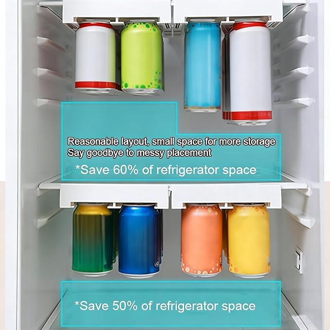 Refrigerator Hanging Can Storage Rack – Creative Slide-in Drink Organizer Shelf for Beer, Soda, and Beverages – Space-Saving Fridge Dispenser Holder, Fits 5.3cm & 5.7cm Diameter Cans - Image 4