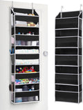 ULG 1 Pack Over The Door Organizer – 5 Shelf Door Organizer Hanging & 10 Side Pockets, Reinforced 44LB Capacity Hanging Organizer, Behind The Door Storage for Bedroom, Nursery, Pantry (Black) by ULG