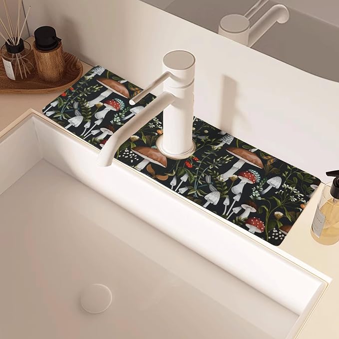 Sink Faucet Absorbing Mat, 2 Pack Drying Mat Around Faucet Sink Splash Guard Behind Faucet Sinkmat For Kitchen Bathroom Island Rv 15 * 5.5 Inch (38 * 14 cm) - Image 2