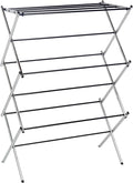 Amazon Basics Foldable Portable Metal Clothes Drying Rack for Indoor Air Drying, Energy Saving, 14.5 x 29.5 x 41.8 inches, Chrome Silver by AmazonBasics