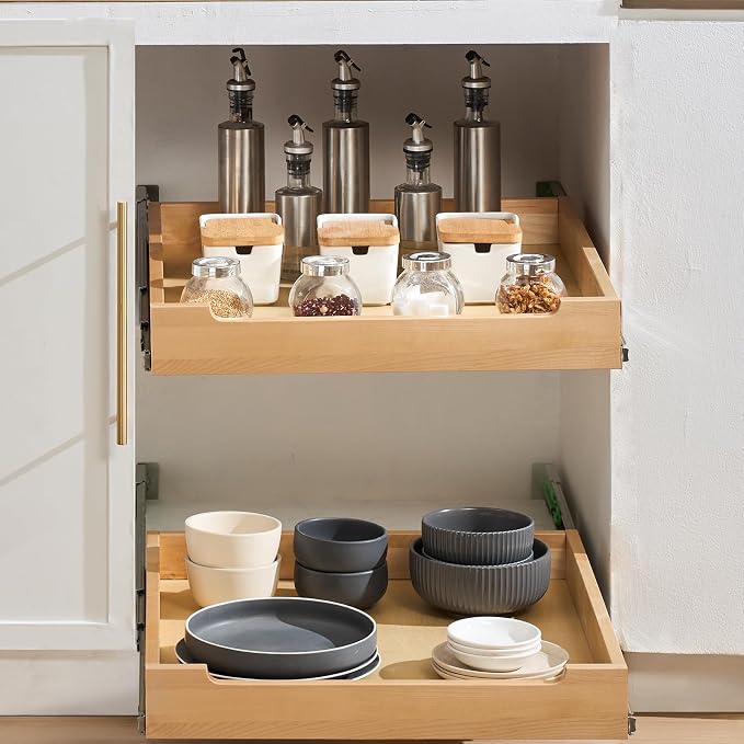 VEVOR Pull Out Cabinet Organizer, 20"W x 21"D Cabinet Drawer, Soft Close Slide out Shelf, Heavy-Duty Sliding Wood Drawer, Bottom Mount Size（20.5"W x 23"D）and Side Mount Size（21"W x 23"D） | Heavy-Duty Sliding Shelf with Bottom or Side Mounting for Organ... - Image 8