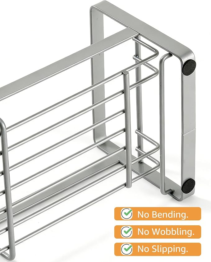 HULISEN Large Kitchen Sponge Holder, 304 Stainless Steel Sink Caddy, Grey | Removable Drain Tray, Holds Sponges Soap Bottles Brushes, Countertop Storage, No Dispenser or Brush - Image 5