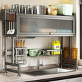 Hdrriozu Over the Sink Dish Drainer Drying Rack 3 Tier with Cover | Rust resistant built to last. Easy install simple tools. Holds all dishes glasses bowls. Space saving over sink tidy kitchen. by Hdrriozu