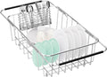 Fanbsy Small Dish Drainer Rack in Sink Adjustable, Expandable Stainless Steel Metal Dish Drying Rack Organizer with Stainless Steel Utensil Holder Over Inside Sink Counter, Rustproof(for 1-2 People) by Fanbsy
