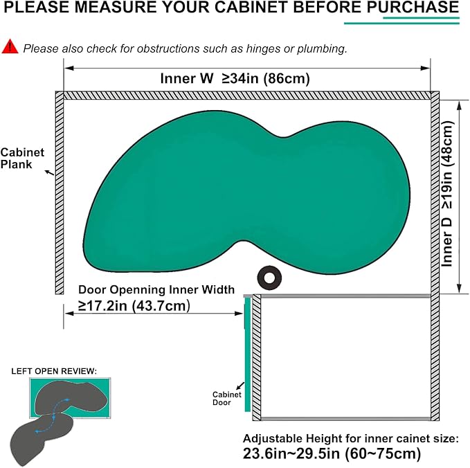Blind Corner Cabinet Organizer Pull Out Swing Left Lazy Susan for Corner Cabinet 36in, 2-Tier Shelf Kitchen Cupboard Magic Corner Pull Out with Soft Close, Adjustable Height, Black - Image 3