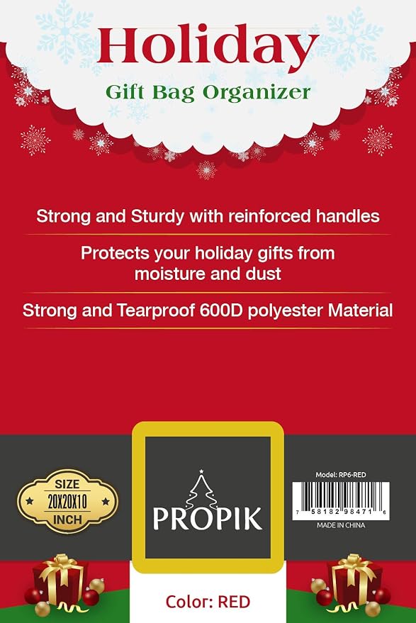 Christmas Storage Organizer, Gift Bags, Bows, Ribbons and Wrapping Accessories Container (Red) - Image 4