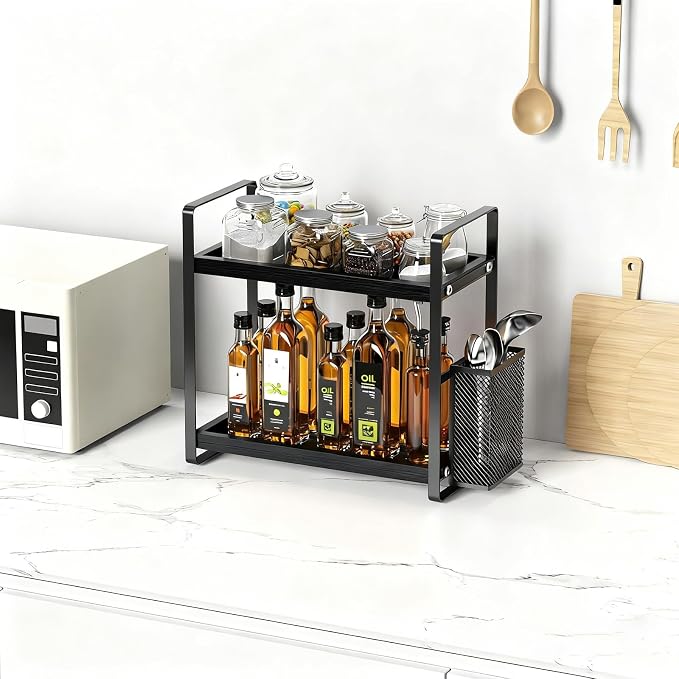 Coffee Station Organizer for Counter, Coffee Pods Holder Storage, Wooden Kitchen Counter Shelf, Coffee (Coffee Rack-BLACK) - Image 8