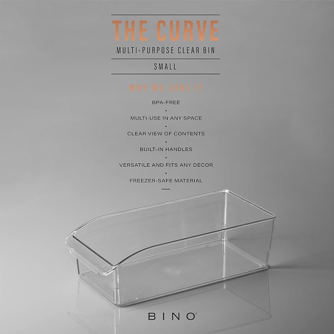 BINO | Plastic Storage Bins, Small | THE CURVE COLLECTION | Multi-Use Organizer Bins | Storage Containers Kitchen, Pantry and Home Organization | Fridge Organizers | Pantry Organization and Storage - Image 2