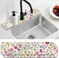 2 Pcs Kitchen Sink Splash Guard Faucet Mat Colorful Watercolor Flowers and Plants Pattern Faucet Mat for Sinks Absorbing Drying Mat for Kitchen Bathroom, 23.6x5.5inch by CONCHLERY%E6%97%97%E8%88%B0%E5%BA%97